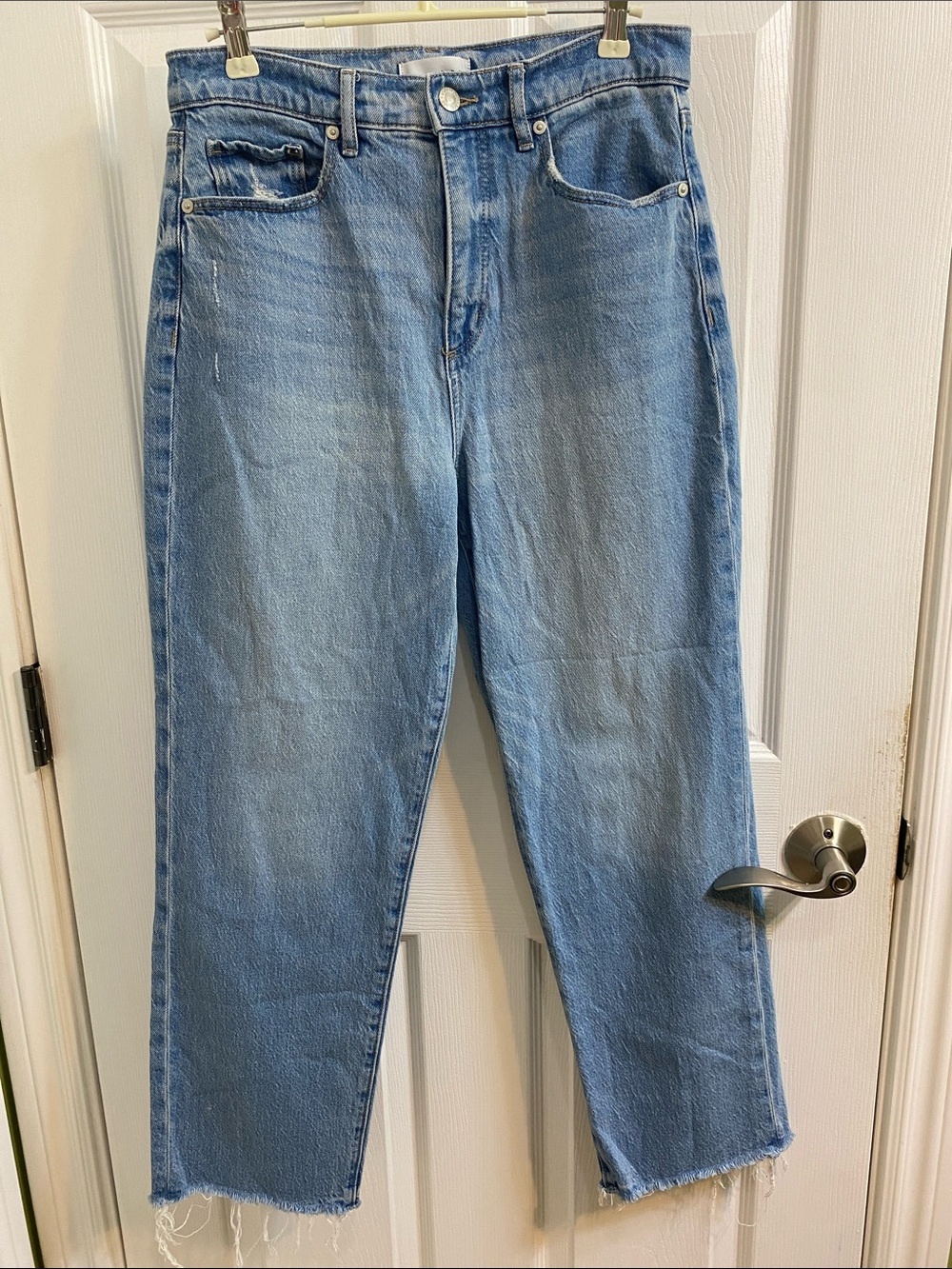 Loft High Rise Straight Frayed Hem Medium Wash Ankle Jeans Women’s Size 28 Fall